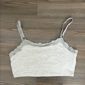 Aerie Light Gray Lace Accent Top Bra
